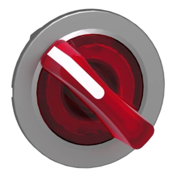 Head for illuminated selector switch, Harmony XB4, metal, red handle, 30mm, universal LED, 2 positions, stay put - Schneider Electric - ZB4FK1243