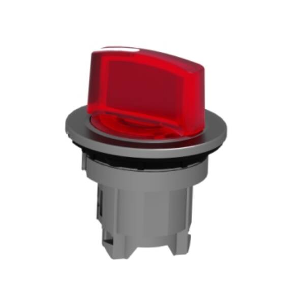 Head for illuminated selector switch, Harmony XB4, metal, red handle, 30mm, universal LED, 2 positions, stay put - Schneider Electric - ZB4FK1243