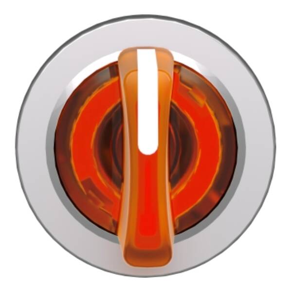 Head for illuminated selector switch, Harmony XB4, metal, orange handle, flush mounted, 30mm, universal LED, 3 positions - Schneider Electric - ZB4FK1353