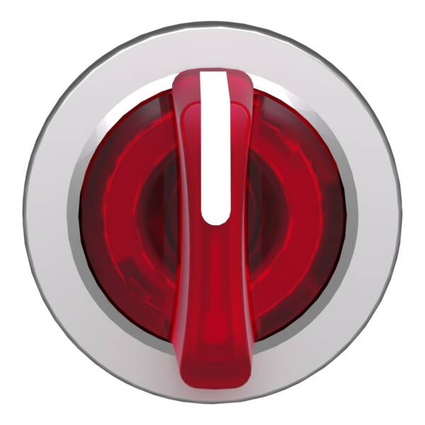 Head for illuminated selector switch, Harmony XB4, metal, red handle, 30mm, universal LED, 3 positions, to center - Schneider Electric - ZB4FK1543
