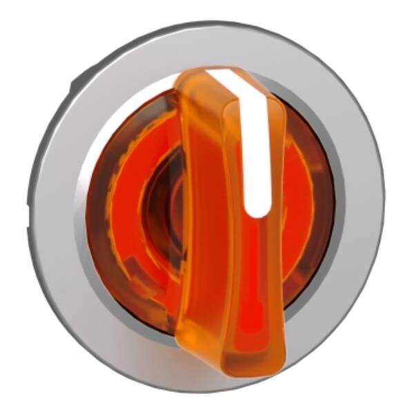 Head for illuminated selector switch, Harmony XB4, metal, orange handle, 30mm, universal LED, 3 positions, left to center - Schneider Electric - ZB4FK1753