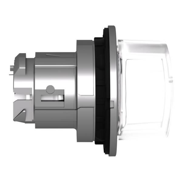 Head for illuminated selector switch, Harmony XB4, metal, white handle, 30mm, universal LED, 3 positions, right to center - Schneider Electric - ZB4FK1813