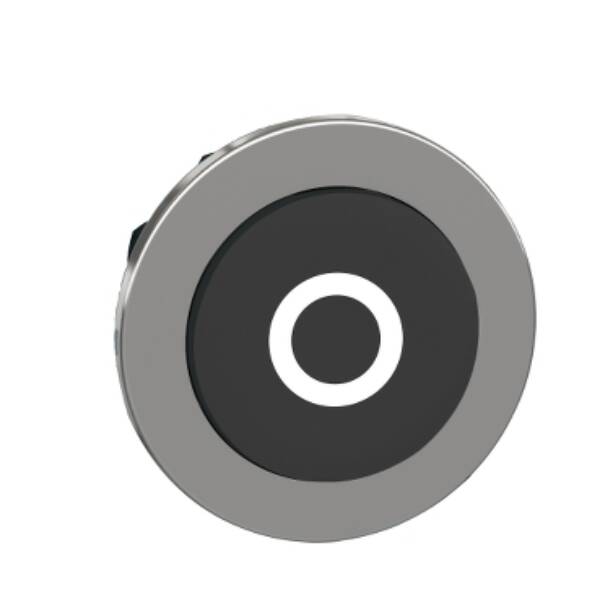 Head for non illuminated push button, Harmony XB4, flush mounted black projecting pushbutton white marked "O" - Schneider Electric - ZB4FL232