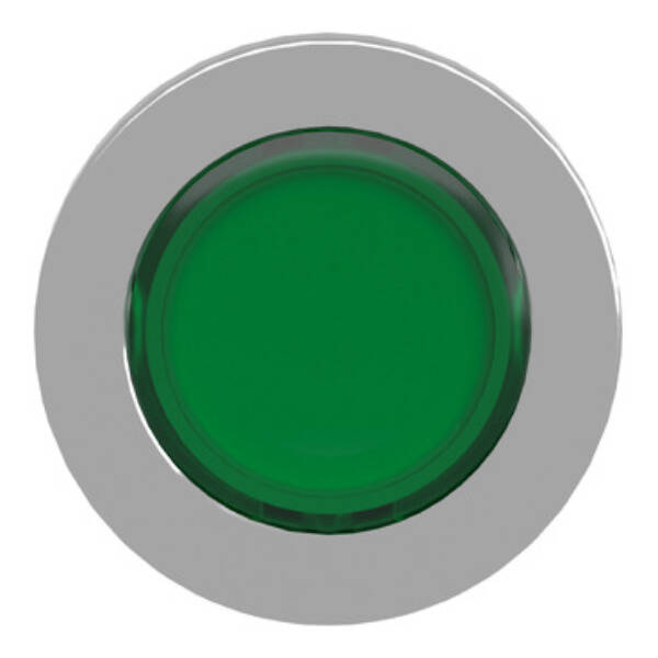Head for pilot light, Harmony XB4, flush mounted, green, 30mm, with plain lens, universal LED - Schneider Electric - ZB4FV033