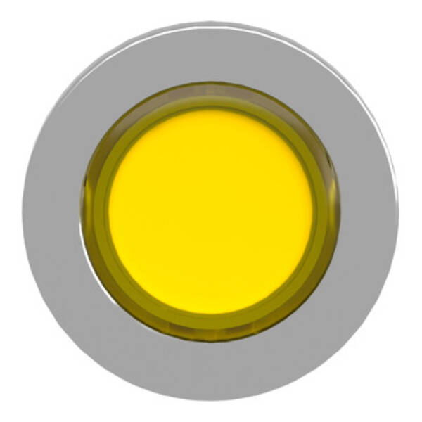 Head for pilot light, Harmony XB4, metal, yellow flush mounted, 30mm, universal LED, plain lens - Schneider Electric - ZB4FV083