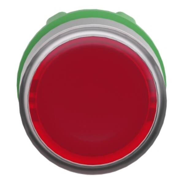 Head for illuminated push button, Harmony XB5, grey bezel, red flush, 22mm, universal LED, for insertion of legend - Schneider Electric - ZB5AA48C0