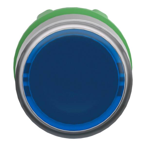 Head for illuminated push button, Harmony XB5, grey bezel, blue flush, 22mm, universal LED, for insertion of legend - Schneider Electric - ZB5AA68C0
