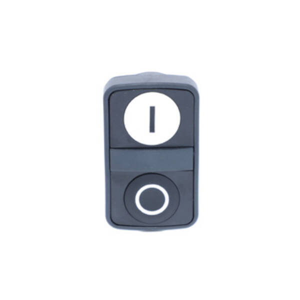 Double-headed push button head, plastic, Ø22, 1 white flush marked I + 1 black flush marked O - Schneider Electric - ZB5AA7121