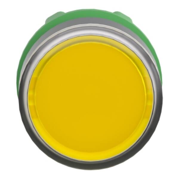 Head for illuminated push button, Harmony XB5, Harmony XALF, dark grey plastic, yellow flush, 22mm, universal LED, - Schneider Electric - ZB5AA88