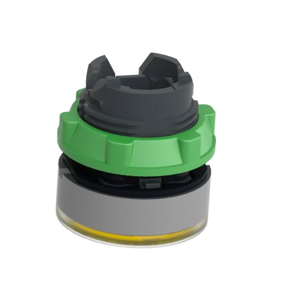 Head for illuminated push button, Harmony XB5, Harmony XALF, grey bezel, yellow flush, 22mm, universal LED, - Schneider Electric - ZB5AA88C0