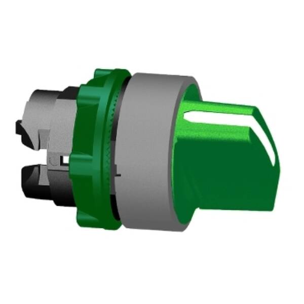 Harmony XB5, Selector switch head, plastic, green, Ø22, 2 positions, stay put, grey bezel - Schneider Electric - ZB5AD203C0