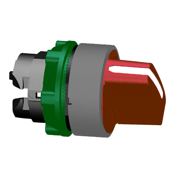 Harmony XB5, Selector switch head, plastic, red, Ø22, 2 positions, spring return from right to left, grey bezel - Schneider Electric - ZB5AD404C0