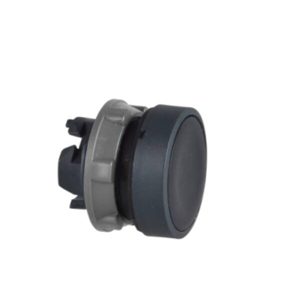 Harmony XB5, Push button head, plastic, flush, black, Ø22, push-push, unmarked, grey bezel - Schneider Electric - ZB5AH02C0