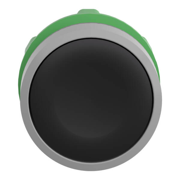 Harmony XB5, Push button head, plastic, flush, black, Ø22, push-push, unmarked, grey bezel - Schneider Electric - ZB5AH02C0