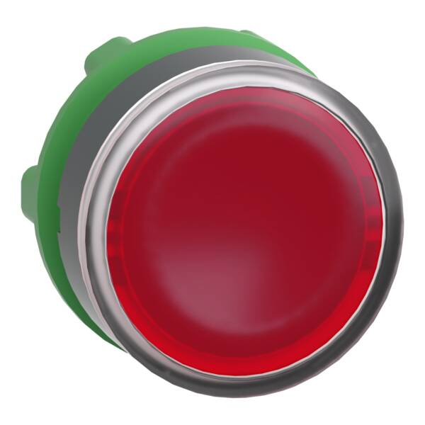 Head for illuminated push button, Harmony XB5, dark grey plastic, red flush, 22mm, universal LED, push-push, unmarked - Schneider Electric - ZB5AH043