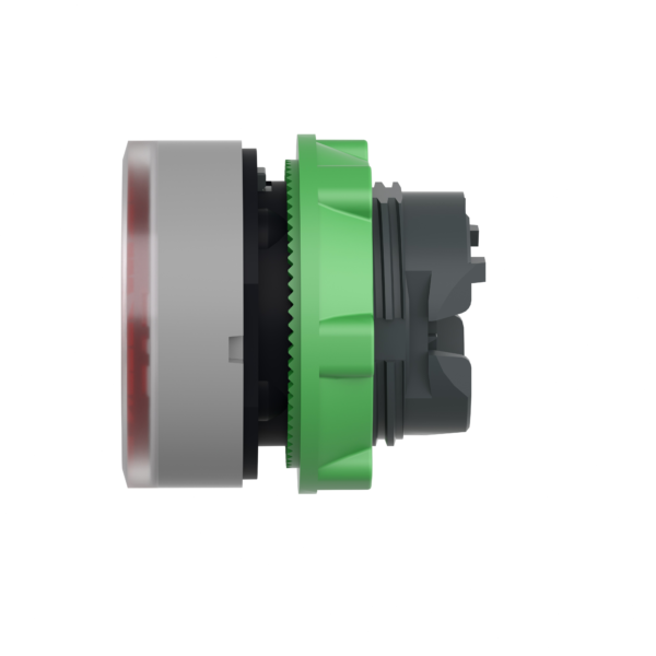 Harmony XB5, Illuminated push button head, plastic, flush, red, Ø22, push-push, integral LED, for insertion of legend, grey bezel - Schneider Electric - ZB5AH0483C0