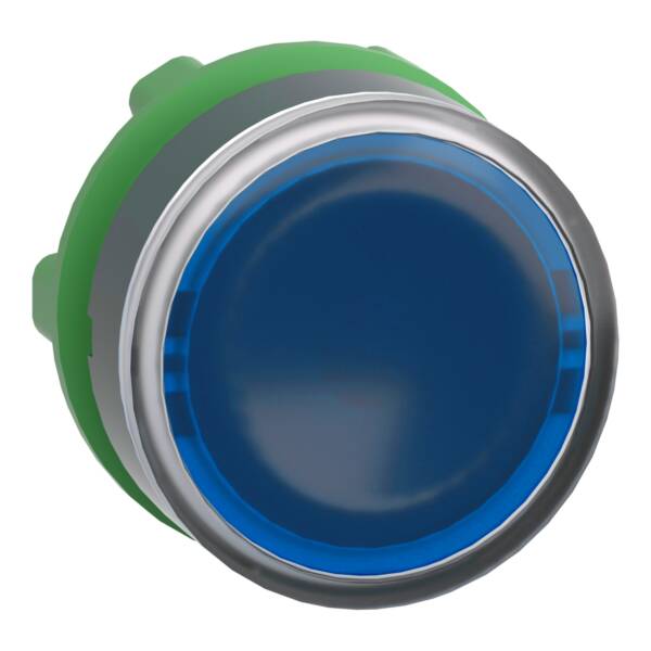 Head for illuminated push button, Harmony XB5, blue flush, 22mm, universal LED, push to release, unmarked - Schneider Electric - ZB5AH063