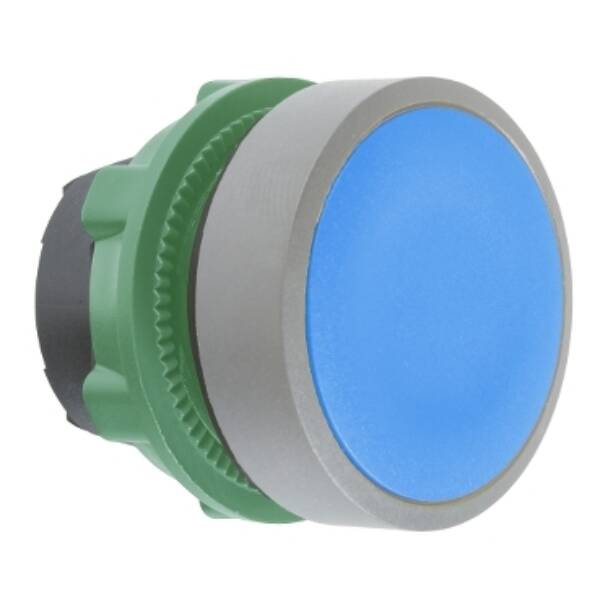 Harmony XB5, Push button head, plastic, flush, blue, Ø22, push-push, unmarked, grey bezel - Schneider Electric - ZB5AH06C0