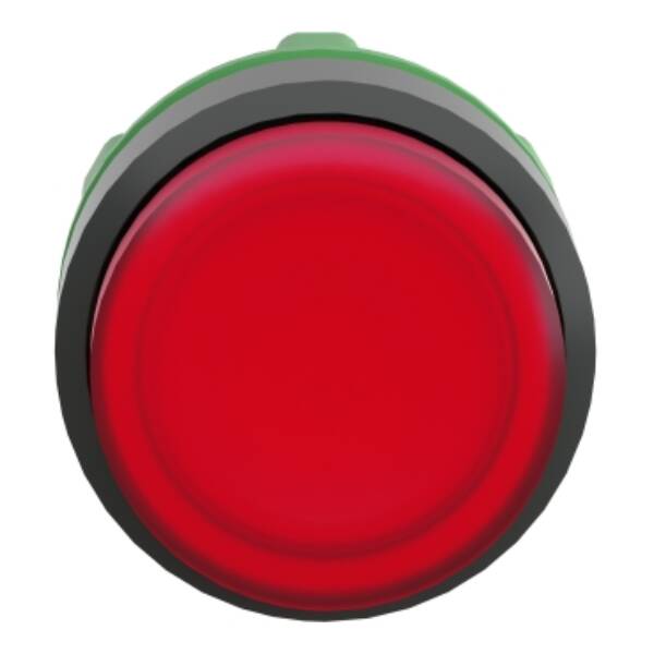 Head for illuminated push button, Harmony XB5, red projecting, 22mm, universal LED, push to release, unmarked - Schneider Electric - ZB5AH43