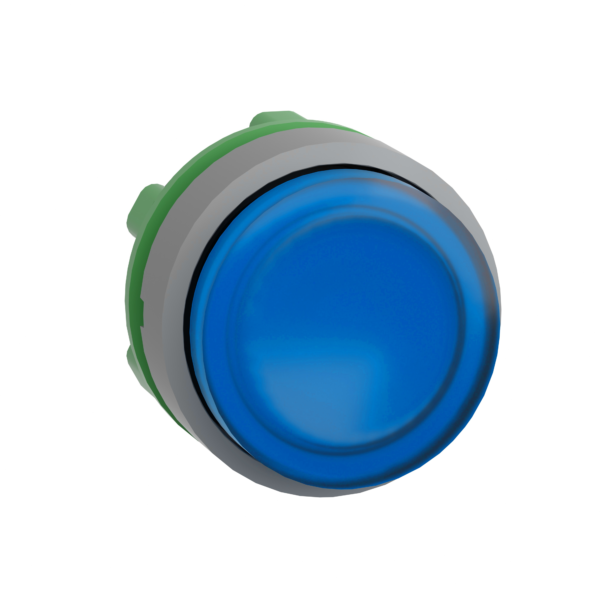 Head for illuminated push button, Harmony XB5, grey bezel, blue projecting, 22mm, universal LED, push-push - Schneider Electric - ZB5AH63C0