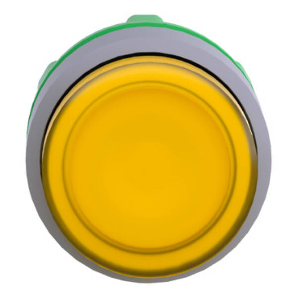 Head for illuminated push button, Harmony XB5, grey bezel, yellow projecting, 22mm, universal LED, push-push - Schneider Electric - ZB5AH83C0