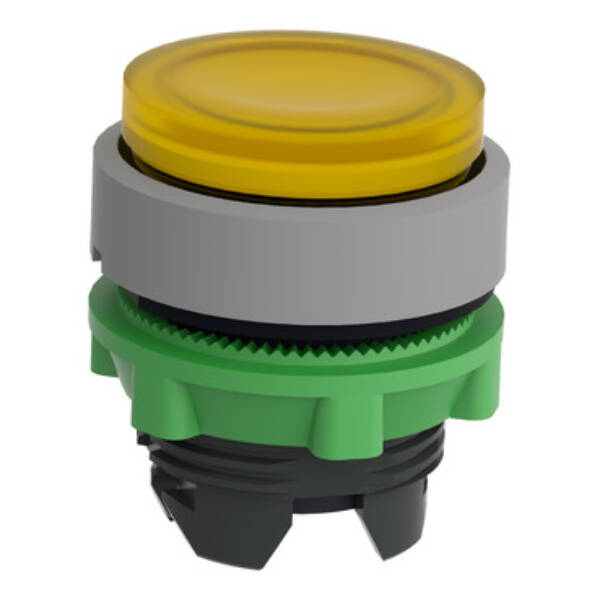 Head for illuminated push button, Harmony XB5, grey bezel, yellow projecting, 22mm, universal LED, push-push - Schneider Electric - ZB5AH83C0