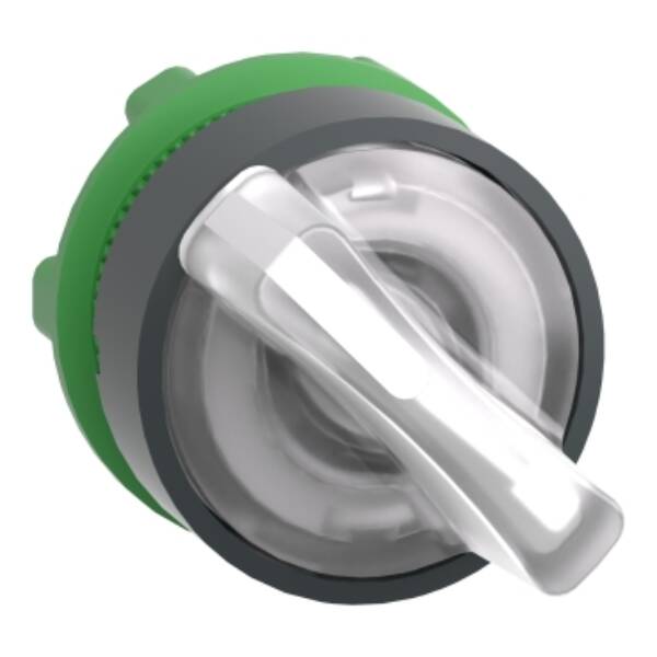 Head for illuminated selector switch, Harmony XB5, dark grey plastic, white handle, 22mm, universal LED, 2 positions - Schneider Electric - ZB5AK1213