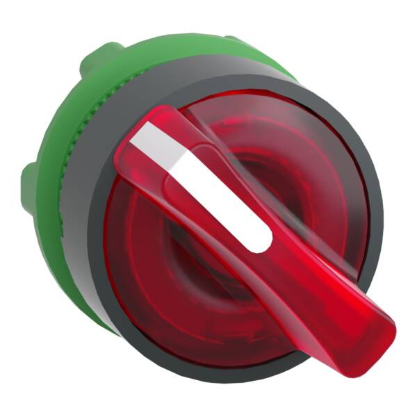Head for illuminated selector switch, Harmony XB5, dark grey plastic, red handle, 22mm, universal LED, 2 positions - Schneider Electric - ZB5AK1243