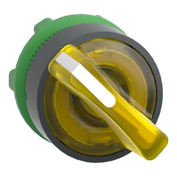 Head for illuminated selector switch, Harmony XB5, plastic, yellow handle, 22mm, universal LED, 2 positions - Schneider Electric - ZB5AK1283
