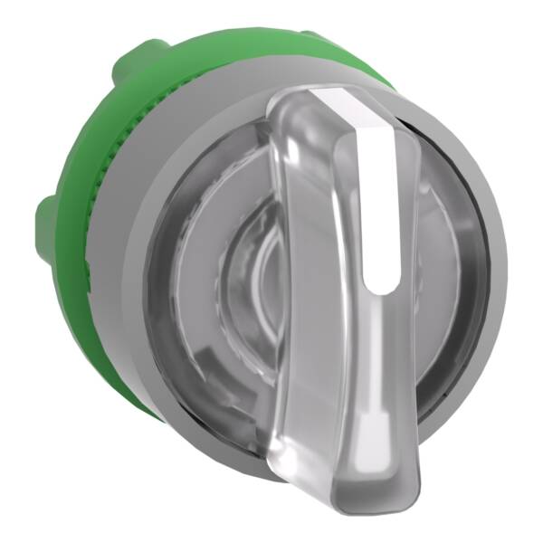 Head for illuminated selector switch, Harmony XB5, grey bezel, white handle, 22mm, universal LED, 3 positions, stay put - Schneider Electric - ZB5AK1313C0