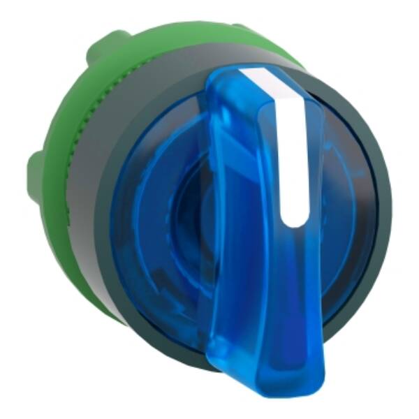 Head for illuminated selector switch, Harmony XB5, universal LED,  blue handle, 22mm, 3 positions, stay put - Schneider Electric - ZB5AK1363