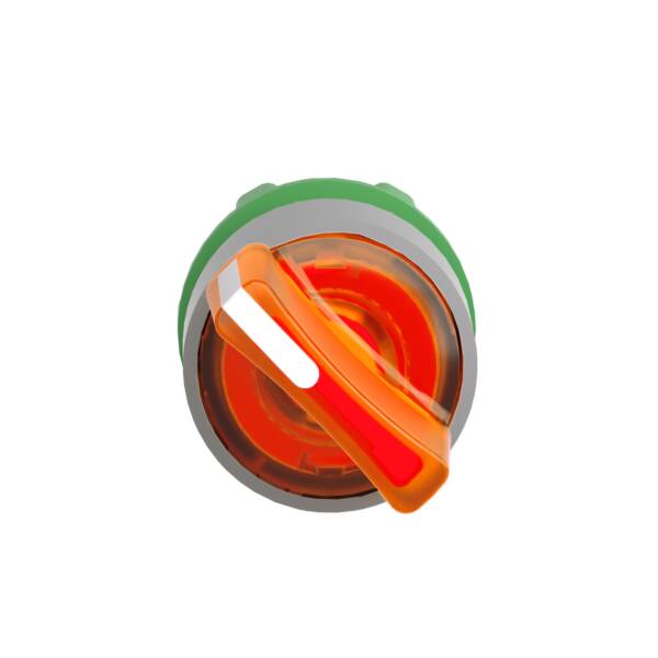 Head for illuminated selector switch, Harmony XB5, grey bezel, orange handle, 22mm, universal LED, 3 positions, right to left center - Schneider Electric - ZB5AK1453C0