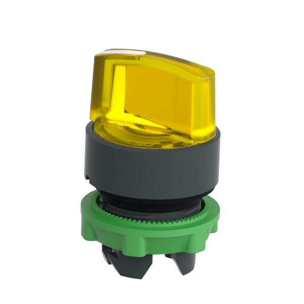 Head for illuminated selector switch, Harmony XB5, plastic, yellow handle, 22mm, universal LED, 2 positions, - Schneider Electric - ZB5AK1483