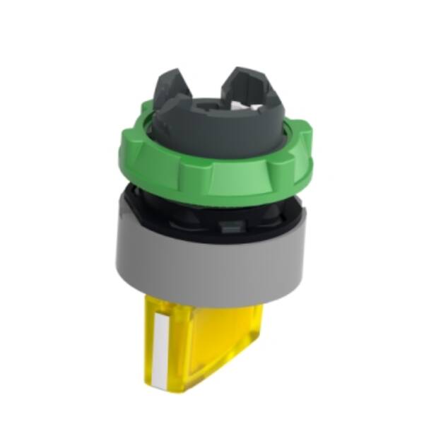 Head for illuminated selector switch, Harmony XB5, grey bezel, yellow handle, 22mm, universal LED, 3 positions, right to left - Schneider Electric - ZB5AK1483C0