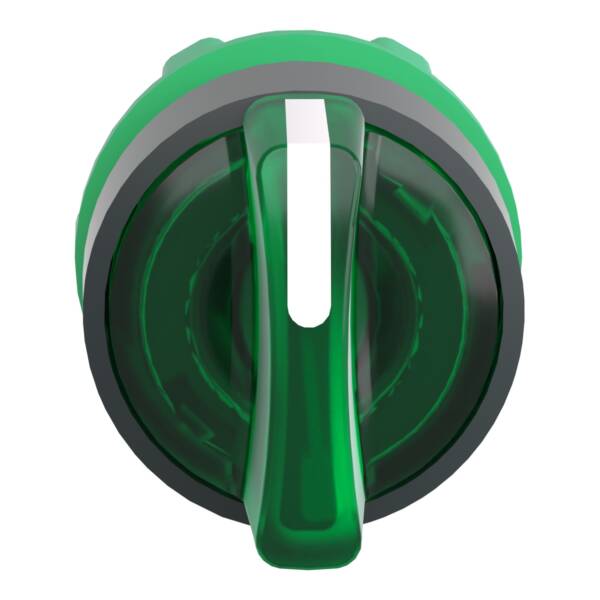 Head for illuminated selector switch, Harmony XB5, dark grey plastic, green handle, 22mm, universal LED, 3 positions, - Schneider Electric - ZB5AK1533