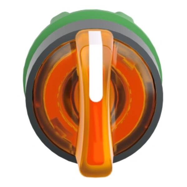 Head for illuminated selector switch, Harmony XB5, dark grey plastic, orange handle, 22mm, universal LED, 3 positions, - Schneider Electric - ZB5AK1553