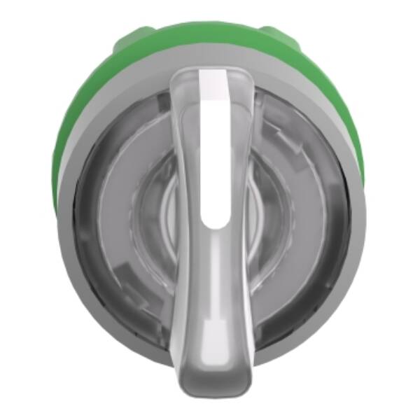Head for illuminated selector switch, Harmony XB5, grey bezel, white handle, 22mm, universal LED, 3 positions, left to center - Schneider Electric - ZB5AK1713C0