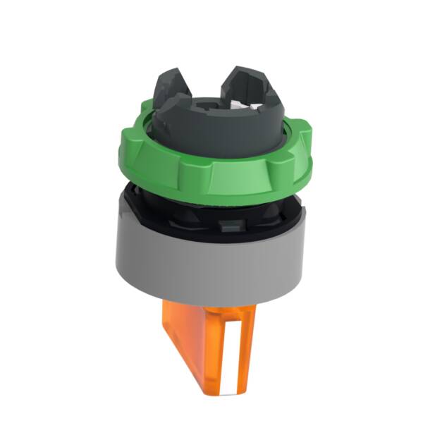 Head for illuminated selector switch, Harmony XB5, grey bezel, orange handle, 22mm, universal LED, 3 positions, left to center - Schneider Electric - ZB5AK1753C0