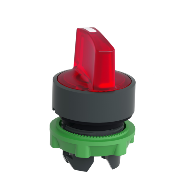 Head for illuminated selector switch, Harmony XB5, dark grey plastic, red handle, 22mm, universal LED, 3 positions, right to center - Schneider Electric - ZB5AK1843