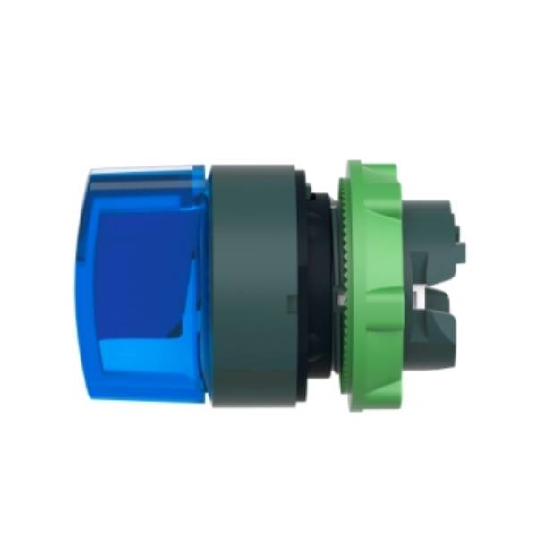 Head for illuminated selector switch, Harmony XB5, plastic, blue handle, 22mm, universal LED, 3 positions, right to center - Schneider Electric - ZB5AK1863