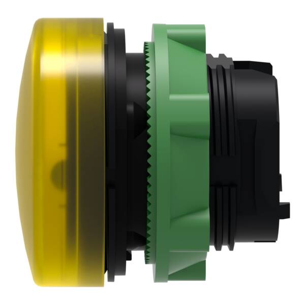 Head for pilot light, Harmony XB5, plastic, yellow, 22mm, universal LED, plain lens, for insertion of legend - Schneider Electric - ZB5AV083E