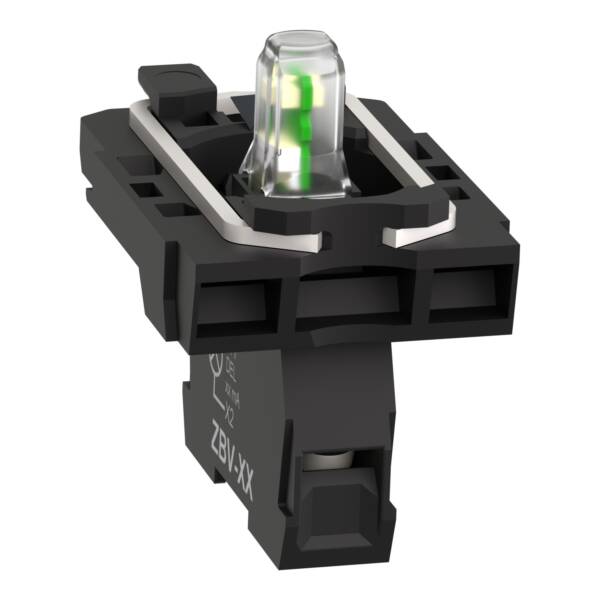 Complete body/light block assembly, Harmony XB5, plastic, universal LED, body/fixing collar, 230…240V AC - Schneider Electric - ZB5AVM1