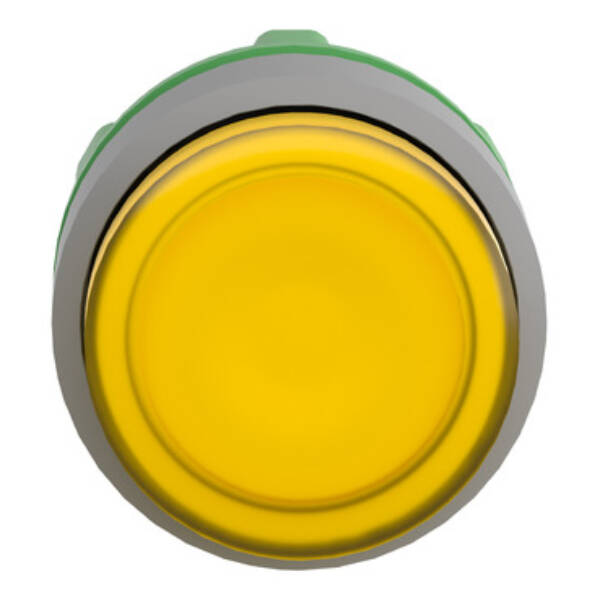 Head for illuminated push button, Harmony XB5, grey bezel, yellow projecting, 22mm, universal LED, plain lens - Schneider Electric - ZB5AW183C0