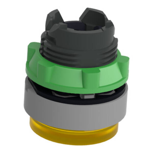 Head for illuminated push button, Harmony XB5, grey bezel, yellow projecting, 22mm, universal LED, plain lens - Schneider Electric - ZB5AW183C0