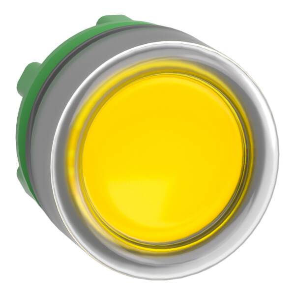 Head for illuminated push button, Harmony XB5, grey bezel, yellow flush, 22mm, universal LED, clear boot - Schneider Electric - ZB5AW583C0