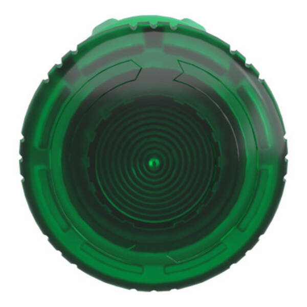 Head for illuminated push button, Harmony XB5, plastic, green mushroom 40mm, 22mm, latching turn to release, clear boot - Schneider Electric - ZB5AW733