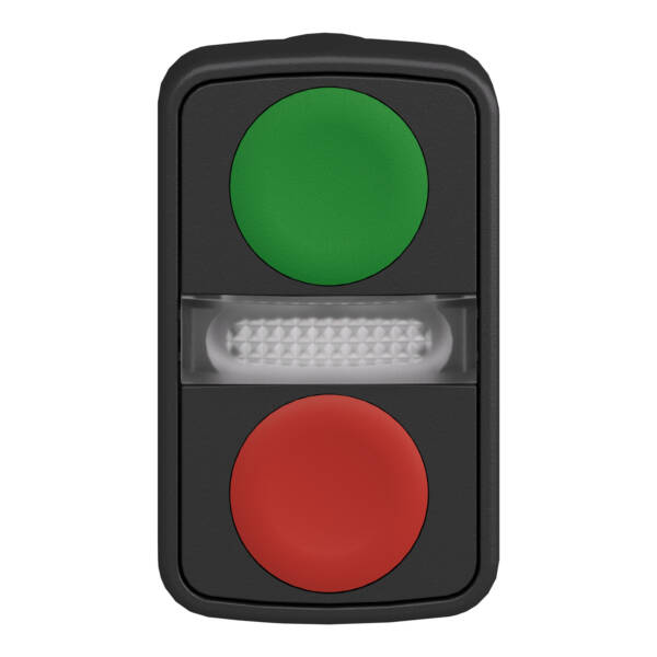 green flush/red flush illuminated double-headed pushbutton Ø22 unmarked - Schneider Electric - ZB5AW7A3740