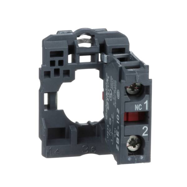 Single contact block with body/fixing collar, plastic, screw clamp terminal, 1 NC - Schneider Electric - ZB5AZ102