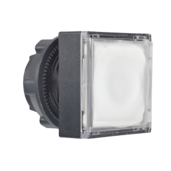 Head for illuminated push button, Harmony XB5, square white flush, 22mm, universal LED, push to release, unmarked - Schneider Electric - ZB5CH313