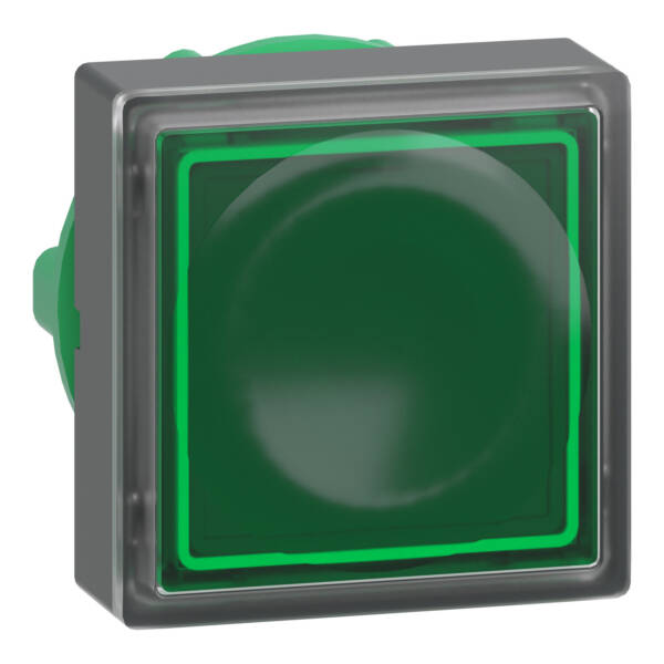 Head for illuminated push button, Harmony XB5, green square square flush, 22mm, universal LED, for insertion of legend - Schneider Electric - ZB5CW333
